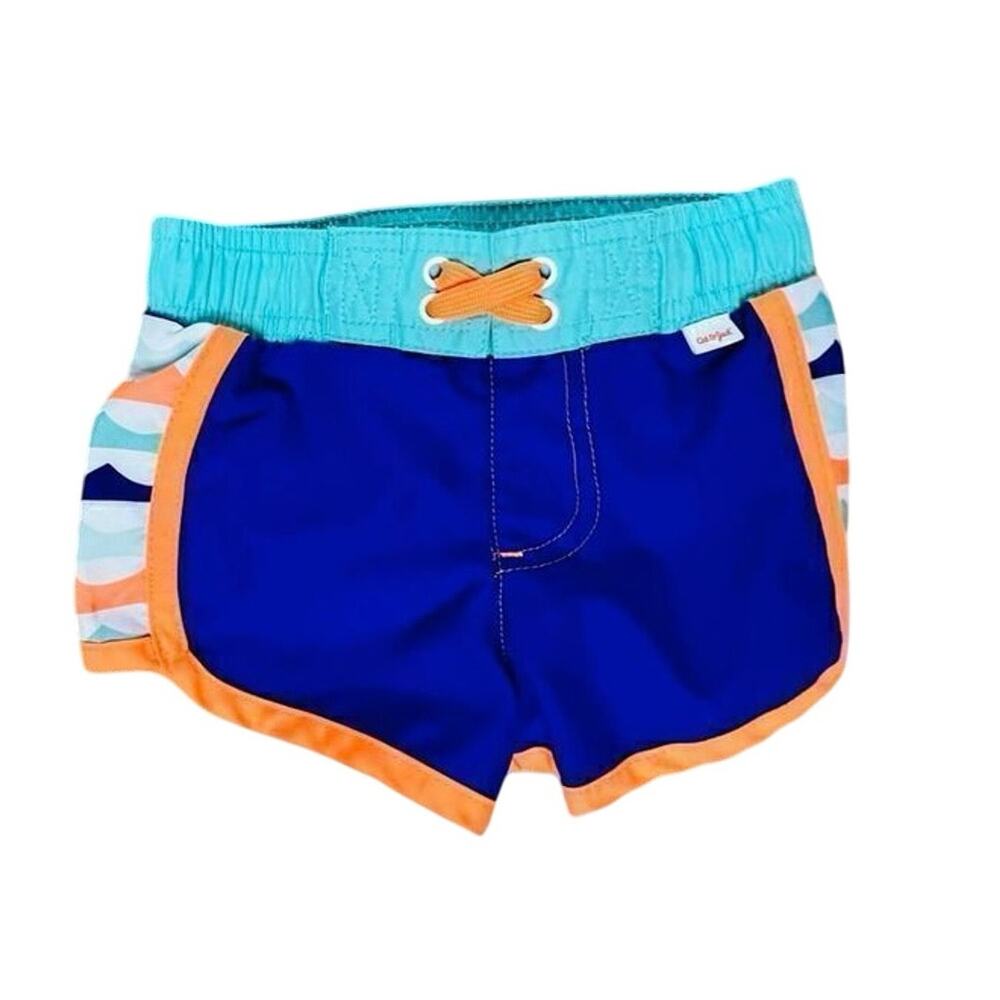 Cat and Jack‎ Blue Side Stripe UPF Swim Trunks Shorts 9 months Baby Swimwear